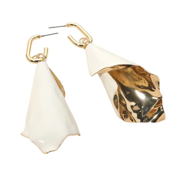 Petal Drop Red Green White Enamel Dangle Earrings - Holiday Ready! - Great Gift! - Picture 6 of 7